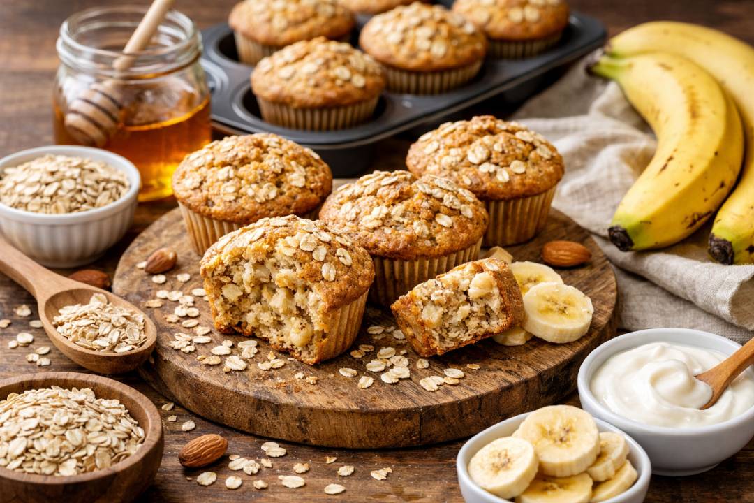Banana Oat Muffins: Easy Healthy Diet Snack Recipe