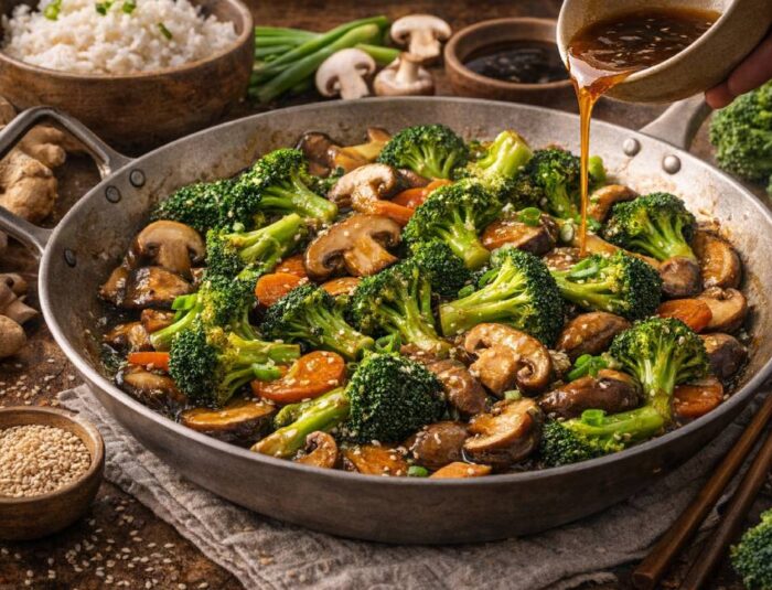 Light Oyster Sauce Stir-Fry with Broccoli and Mushrooms