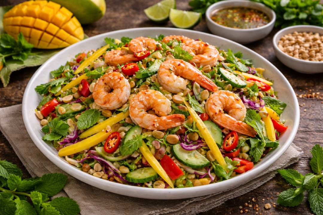 Thai Mango Shrimp Salad Fresh Low-Calorie Meal Idea
