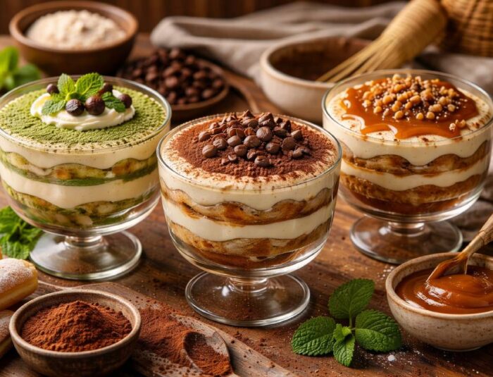 Tiramisu Classic Italian Dessert with Matcha and Dulce