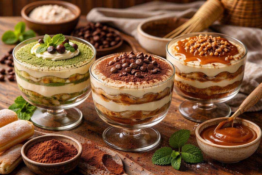 Tiramisu Classic Italian Dessert with Matcha and Dulce