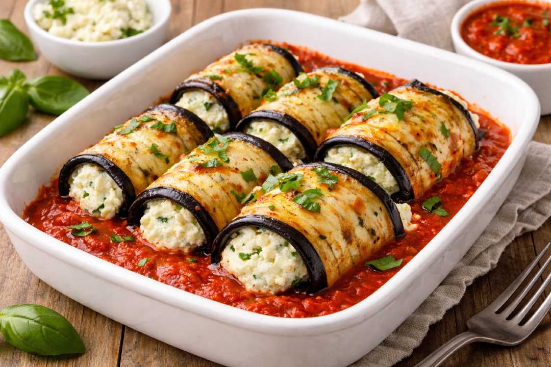 Eggplant Rollatini Low Calorie, An Elegant and Healthy Italian Diet Dish