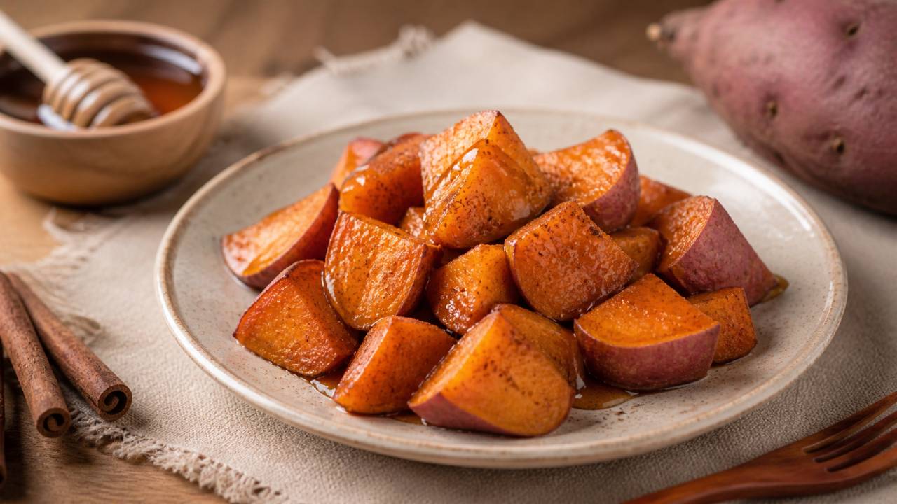 Honey Cinnamon Baked Sweet Potato Dessert 120 calories
