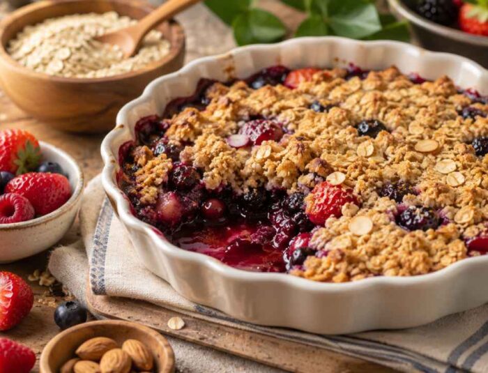 Oat & Berry Crumble Combines Crunchy Oats with Sweet Juicy Berries