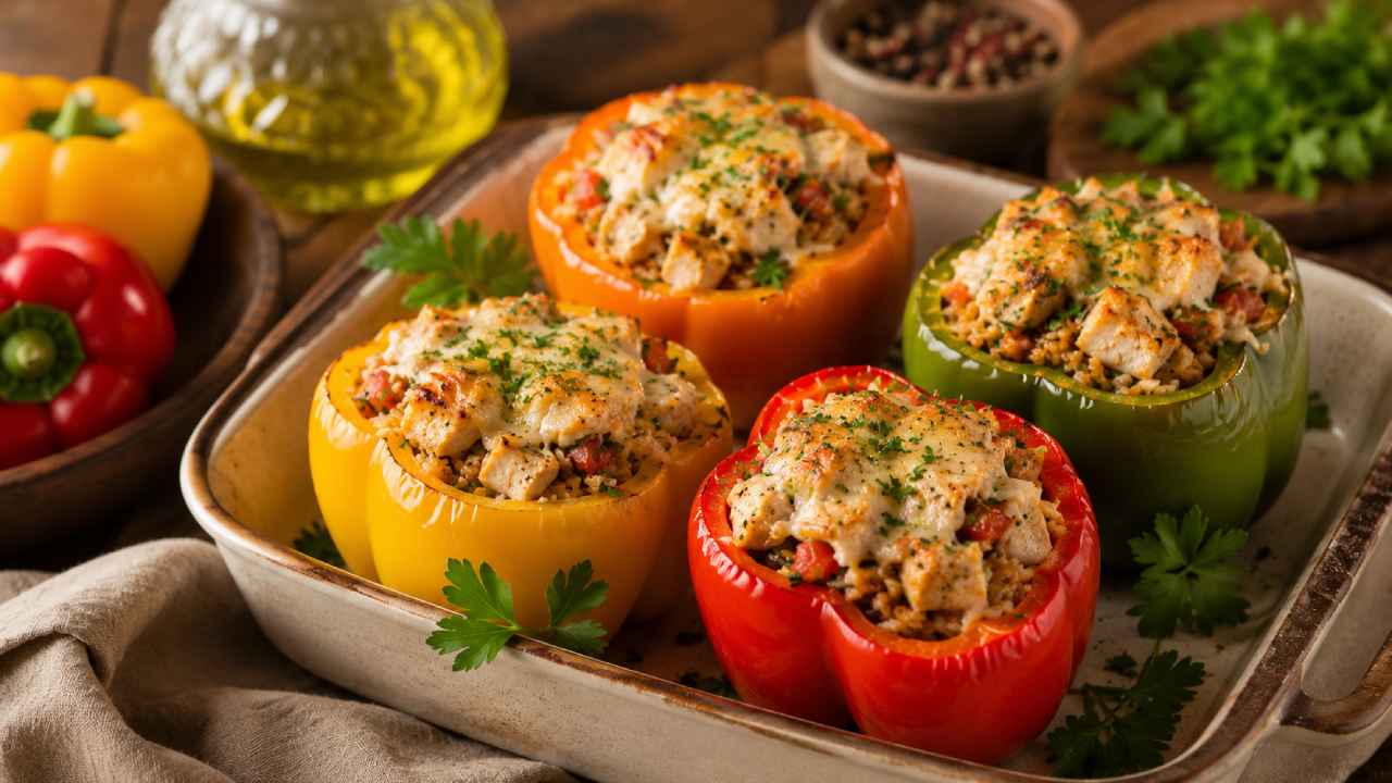 Stuffed Bell Peppers with Lean Chicken for a Healthy Family Dinner