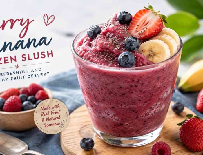 Berry Banana Frozen Slush, A Refreshing and Healthy Fruit Dessert