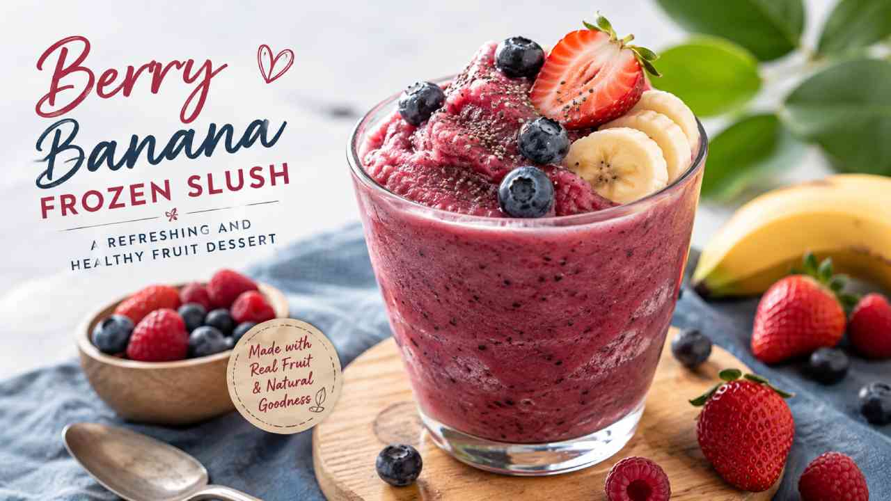 Berry Banana Frozen Slush, A Refreshing and Healthy Fruit Dessert