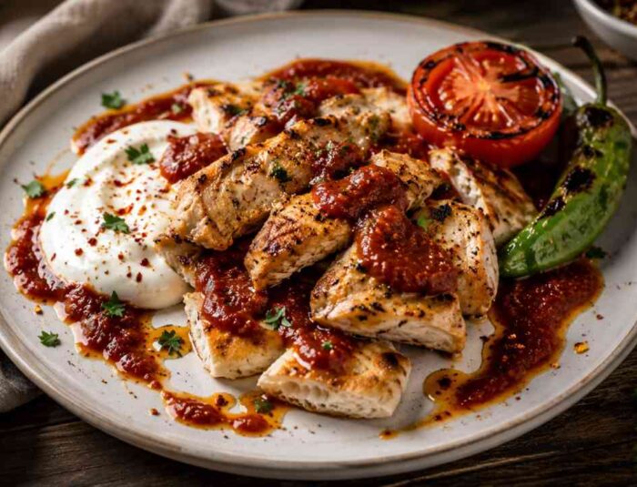 Chicken Iskender Meals with Yogurt and Rich Tomato Sauce