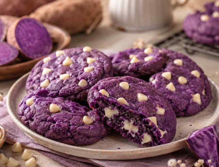 Ube White Chocolate Cookies Combine Chewy Texture With Creamy Sweetness