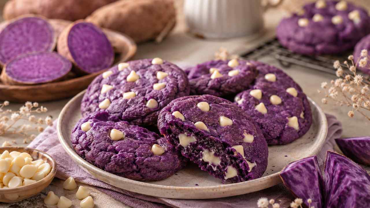 Ube White Chocolate Cookies Combine Chewy Texture With Creamy Sweetness
