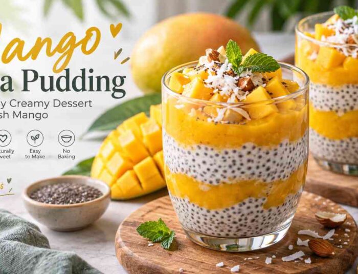 Mango Chia Pudding, a Healthy Creamy Dessert with Fresh Mango