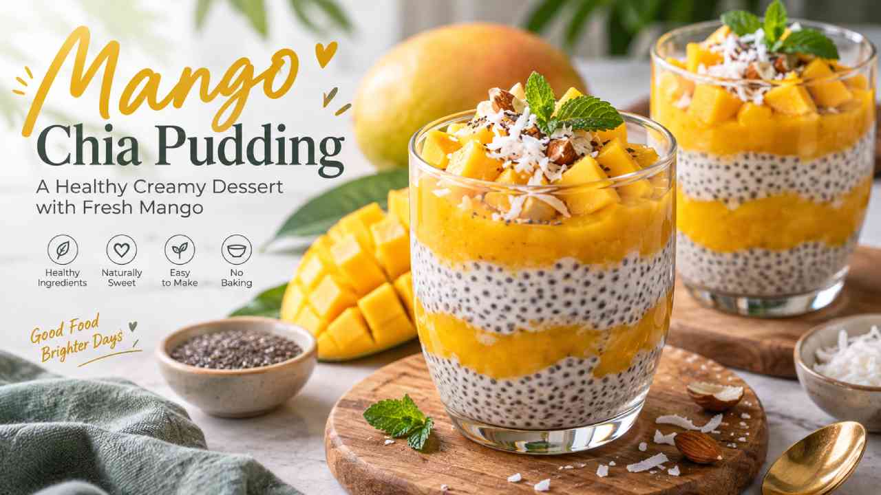Mango Chia Pudding, a Healthy Creamy Dessert with Fresh Mango