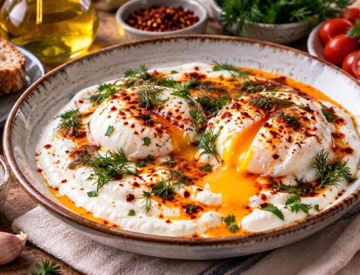 Turkish Çılbır, Creamy Poached Eggs for a Healthy Meal