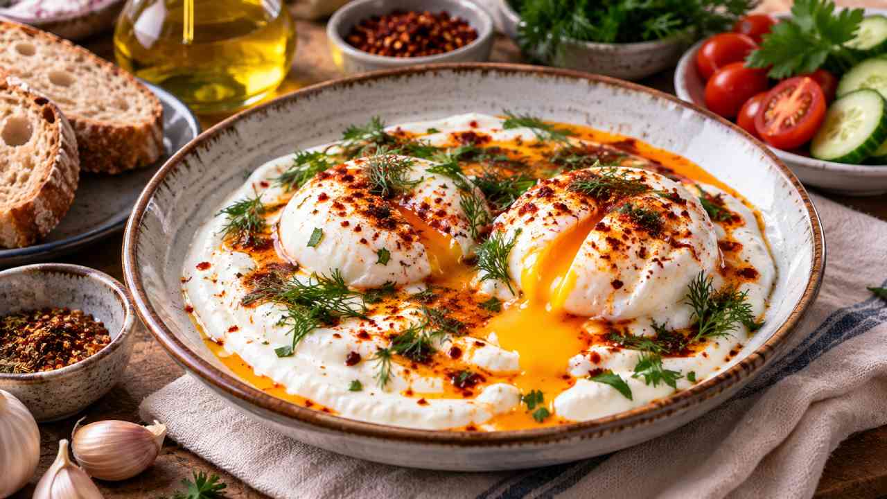 Turkish Çılbır, Creamy Poached Eggs for a Healthy Meal