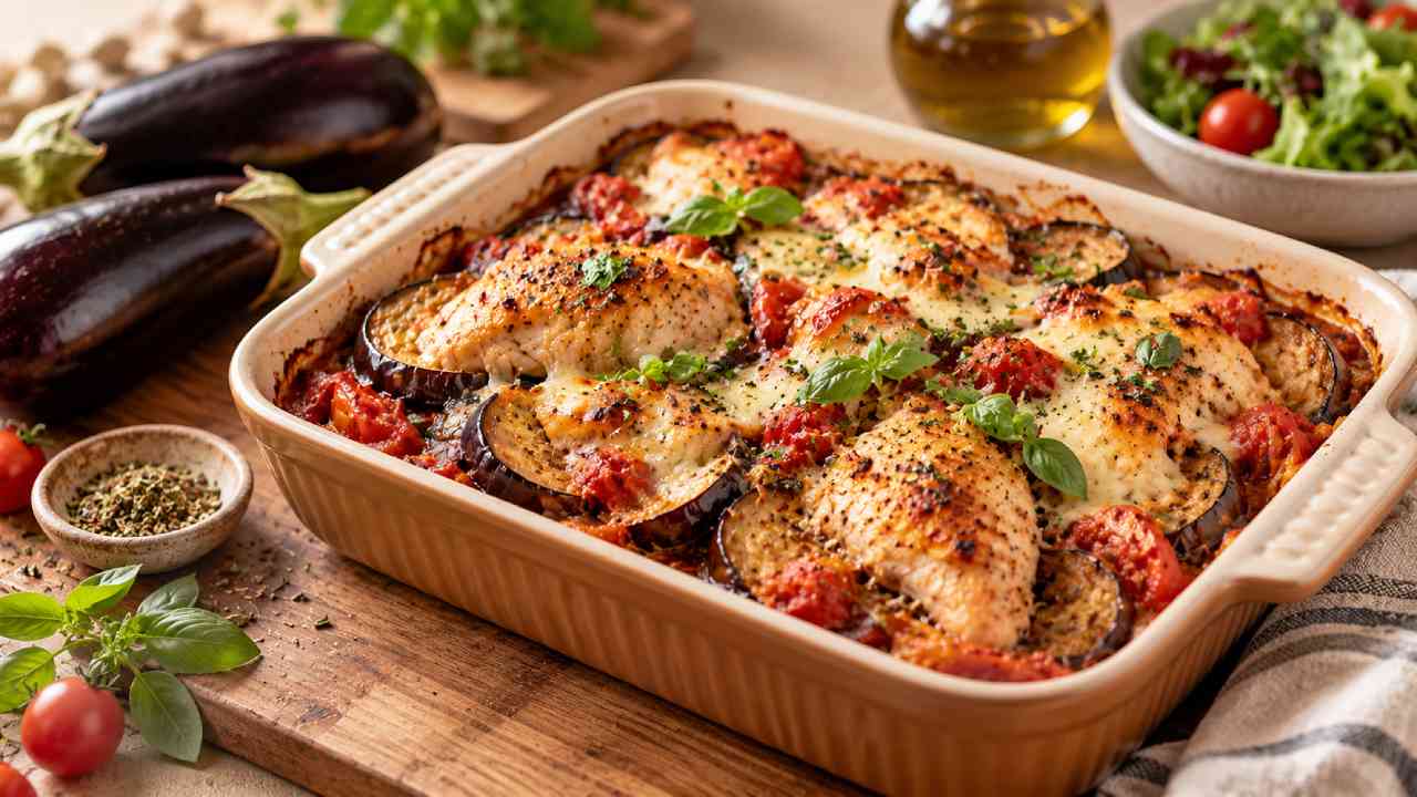 Healthy Chicken Eggplant Bake, a High-Protein Dinner Made Simple