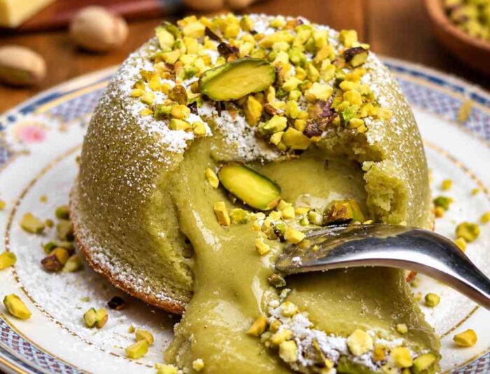 Pistachio Lava Cake with an Irresistible Creamy Center